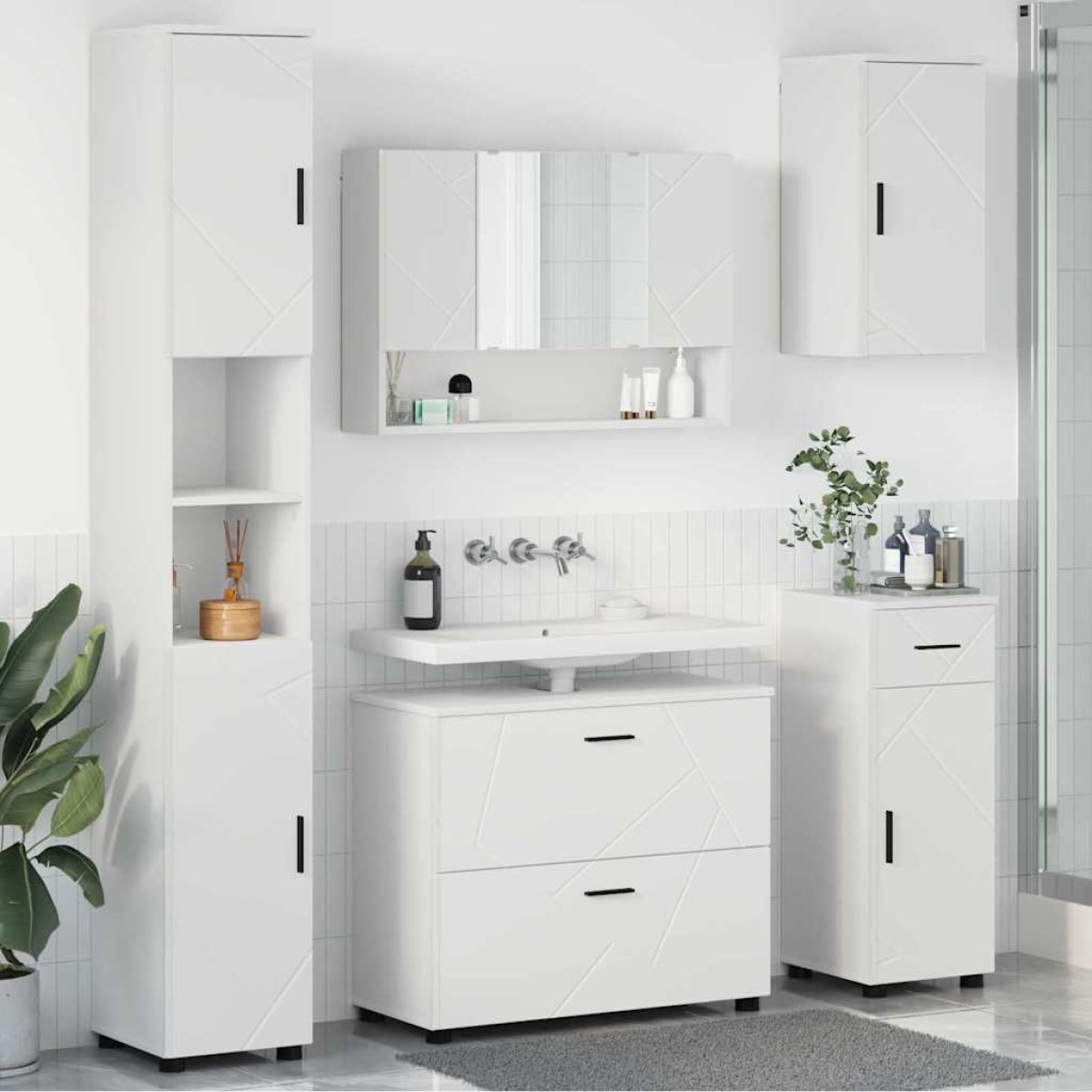 vidaXL Σετ Επίπλων Μπάνιου 5 τμχ. Λευκό 35 x 30 x 192 εκ