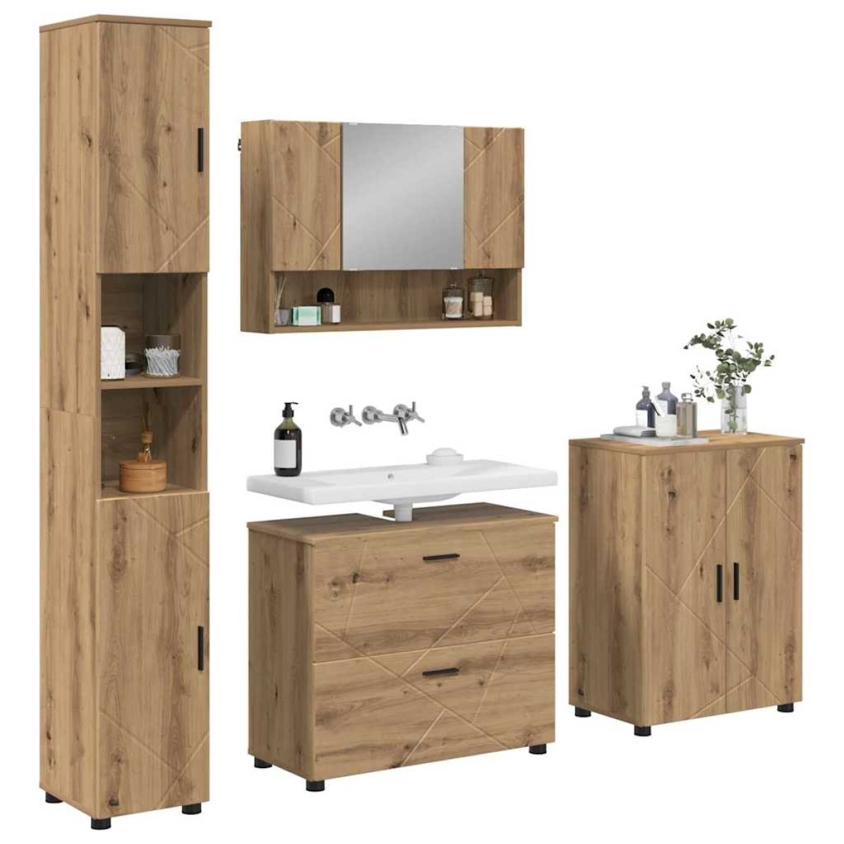 vidaXL Σετ Επίπλων Μπάνιου 4 τμχ. Artisan Oak 35 x 30 x 192 εκ