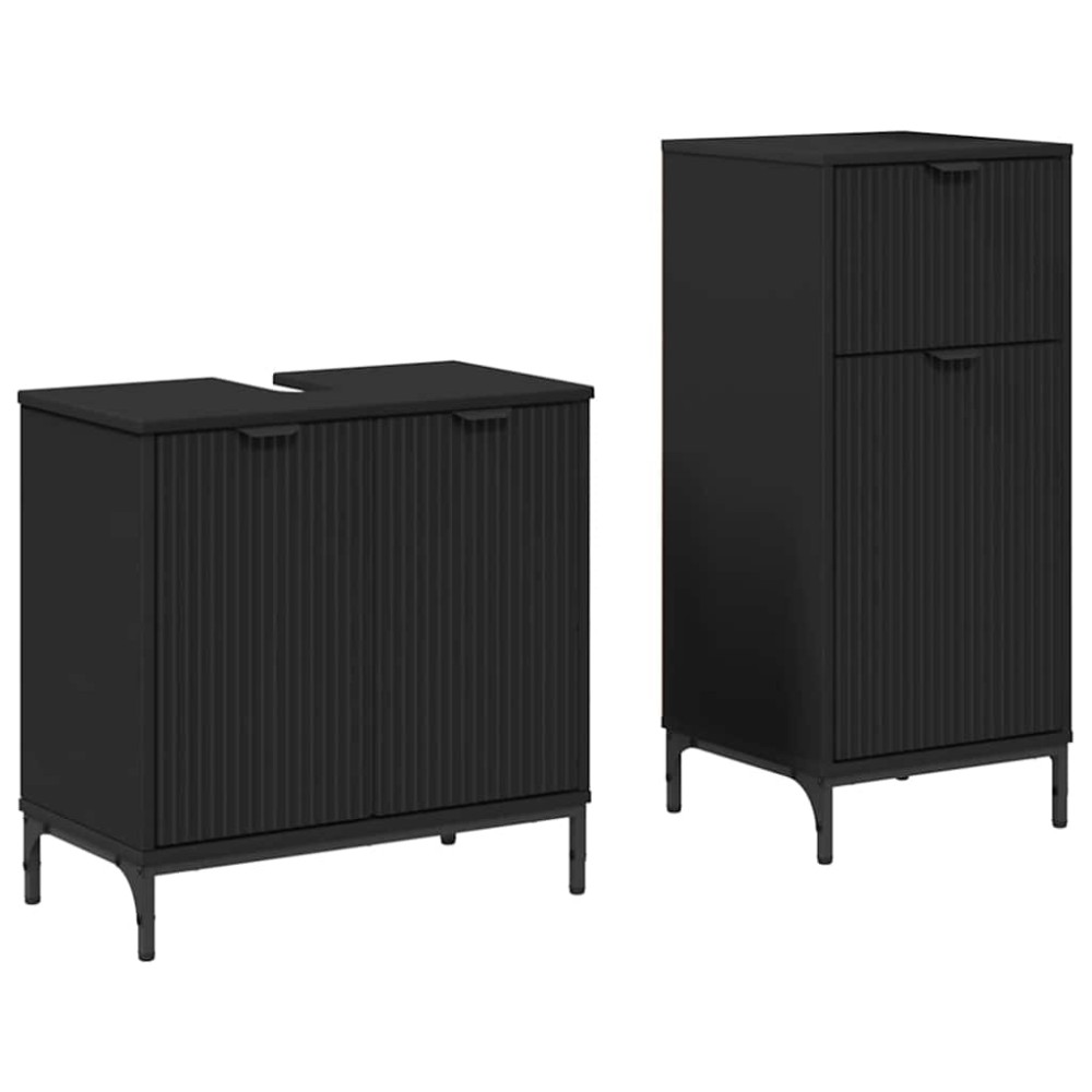 vidaXL Σετ Επίπλων Μπάνιου 2 τμχ. Μαύρο 39,5 x 36 x 88 εκ