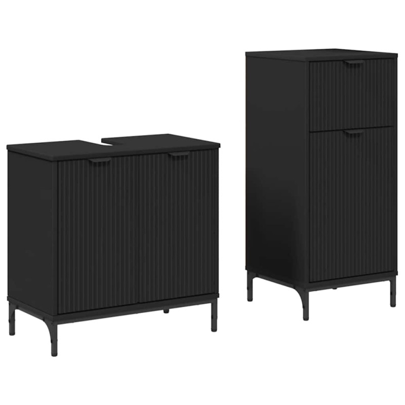 vidaXL Σετ Επίπλων Μπάνιου 2 τμχ. Μαύρο 39,5 x 36 x 88 εκ