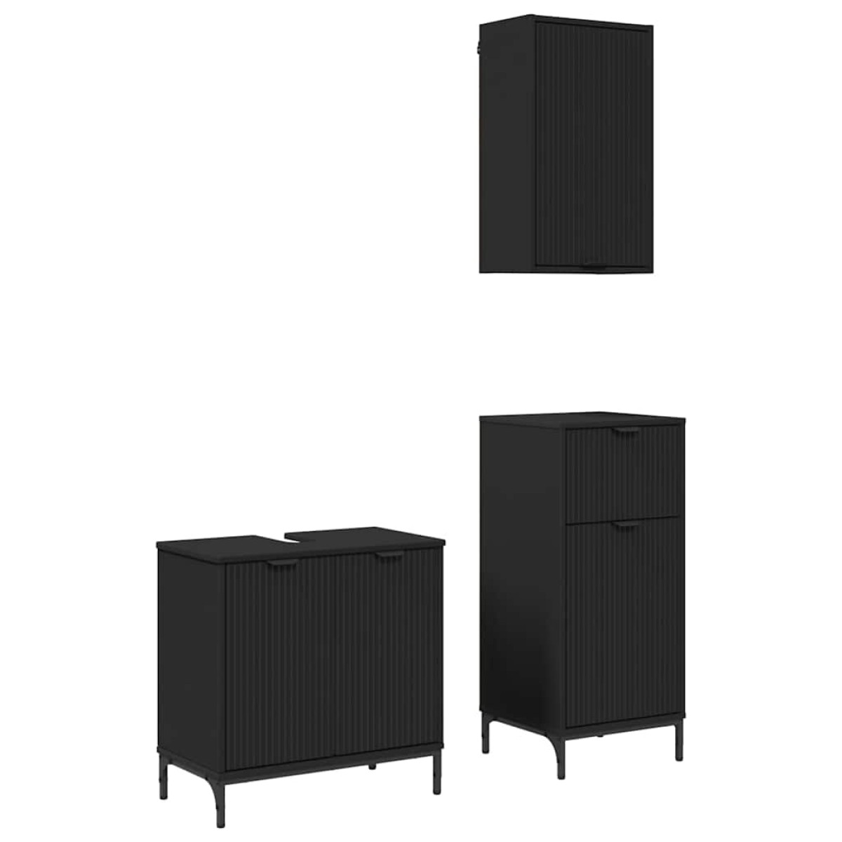 vidaXL Σετ Επίπλων Μπάνιου 3 τμχ. Μαύρο 39,5 x 36 x 88 εκ