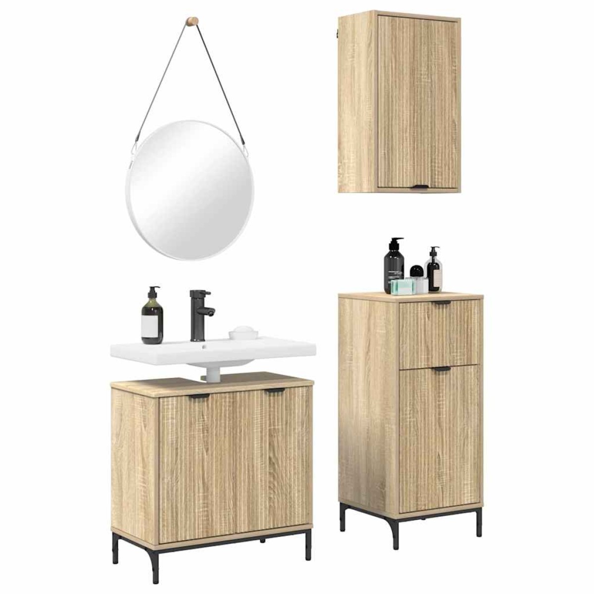 vidaXL Σετ Επίπλων Μπάνιου 3 τμχ. Δρύς Sonoma 39,5 x 36 x 88 εκ