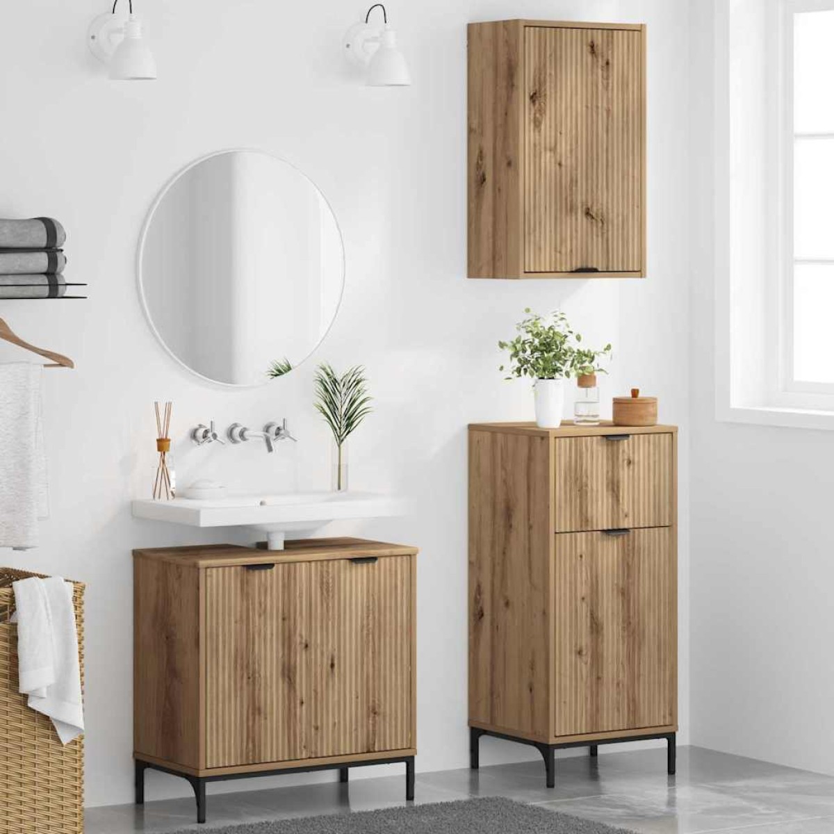 vidaXL Σετ Επίπλων Μπάνιου 3 τμχ. Artisan Oak 39,5 x 36 x 88 εκ