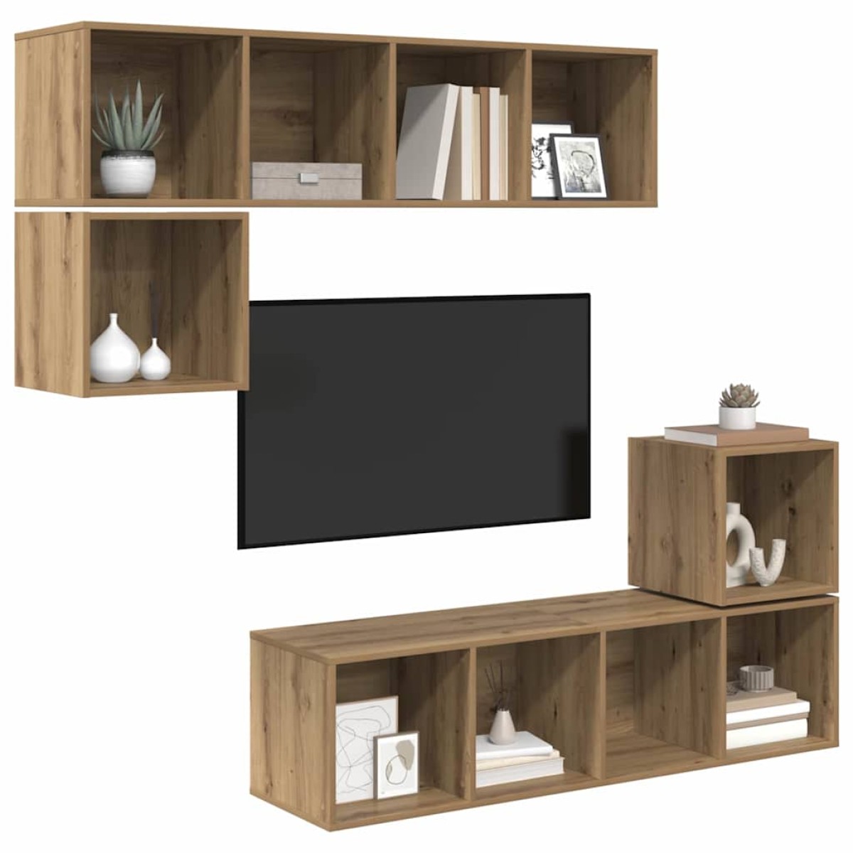 vidaXL Σετ επίπλου τηλεόρασης 4 τμχ. Artisan Oak Επεξεργασμένο Ξύλο