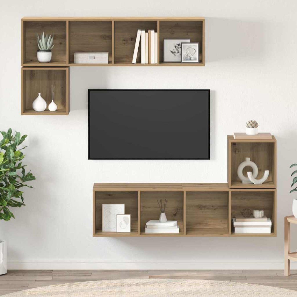 vidaXL Σετ επίπλου τηλεόρασης 4 τμχ. Artisan Oak Επεξεργασμένο Ξύλο