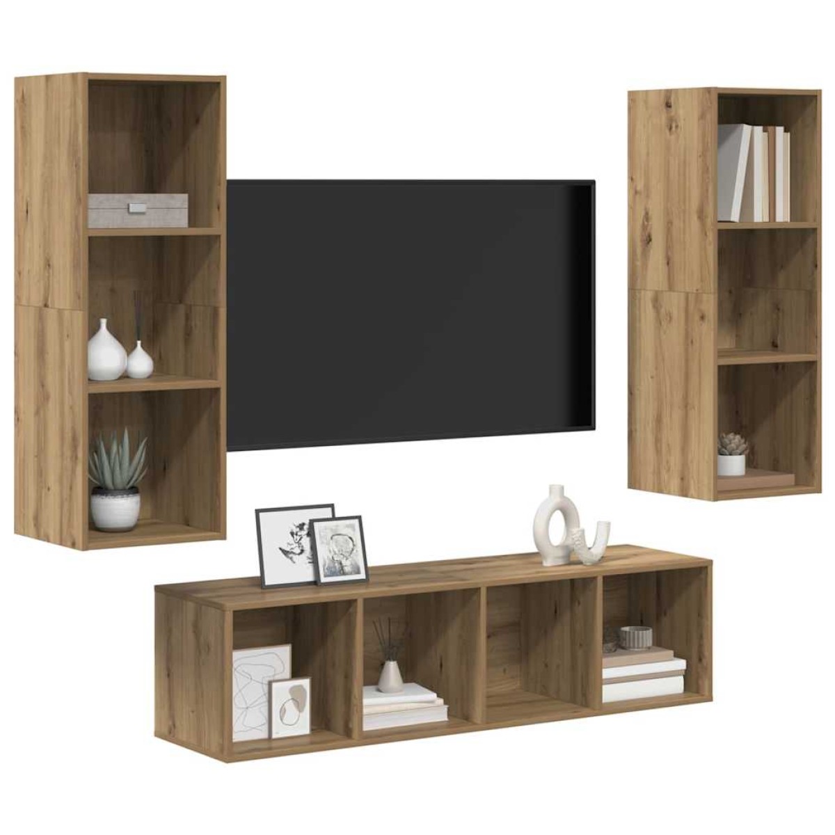 vidaXL Σετ επίπλου τηλεόρασης 3 τμχ. Artisan Oak Επεξεργασμένο Ξύλο