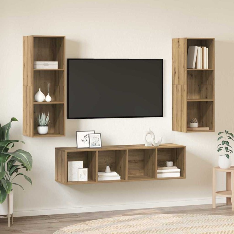vidaXL Σετ επίπλου τηλεόρασης 3 τμχ. Artisan Oak Επεξεργασμένο Ξύλο