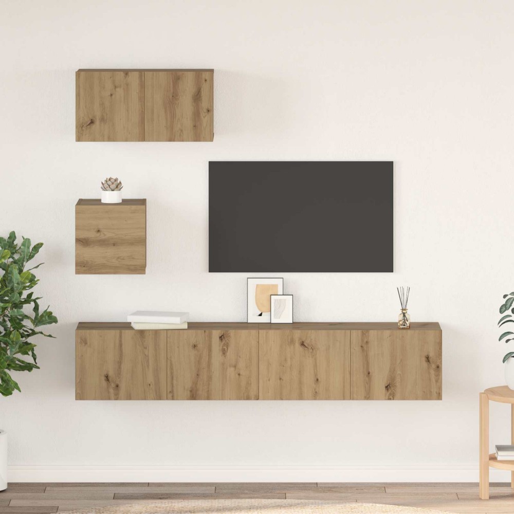 vidaXL Σετ επίπλου τηλεόρασης 3 τμχ. Artisan Oak Επεξεργασμένο Ξύλο