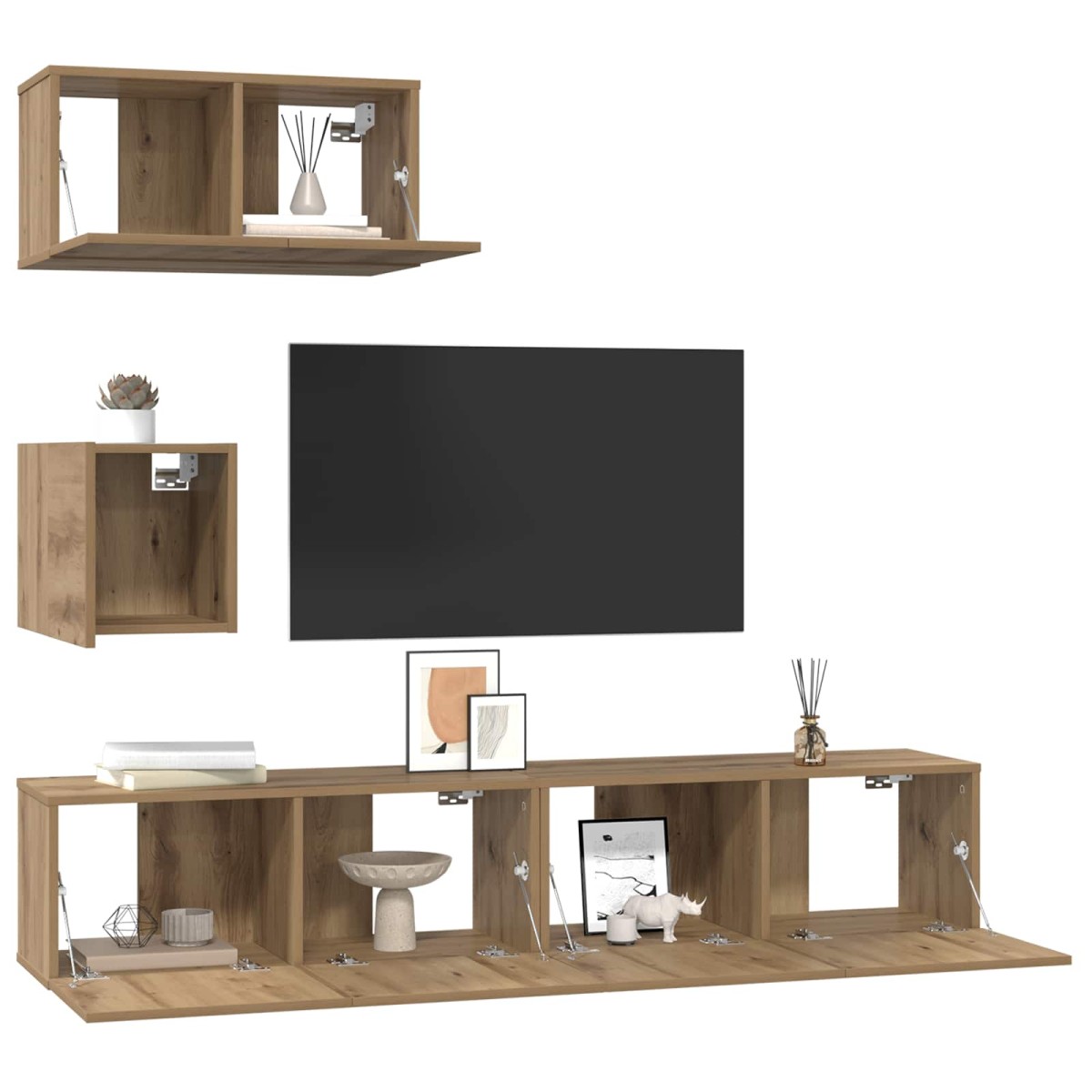 vidaXL Σετ επίπλου τηλεόρασης 3 τμχ. Artisan Oak Επεξεργασμένο Ξύλο