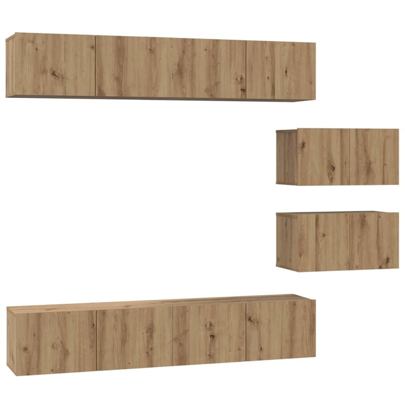 vidaXL Σετ επίπλου τηλεόρασης 6 τμχ. Artisan Oak Επεξεργασμένο Ξύλο