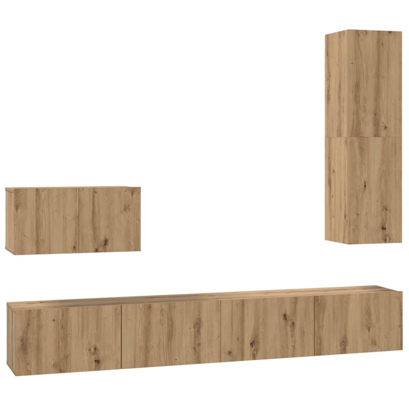 vidaXL Τηλεοπτική Κάβα Τοίχου 4 τμχ. Artisan Oak Επεξεργασμένο Ξύλο