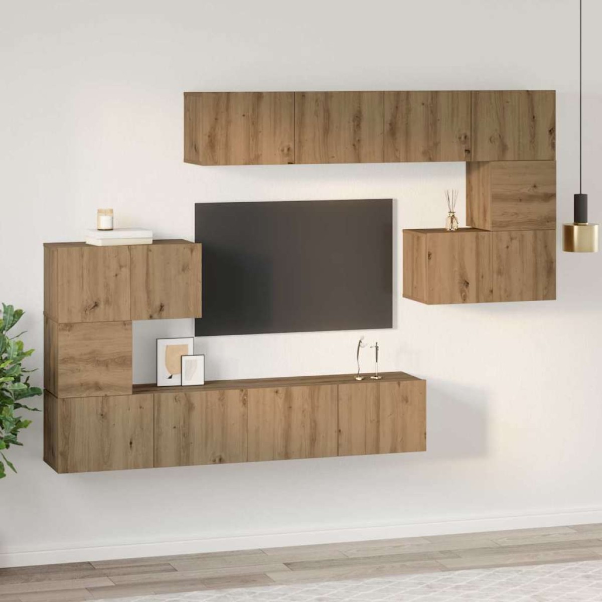 vidaXL Σετ επίπλου τηλεόρασης 8 τμχ. Artisan Oak Επεξεργασμένο Ξύλο