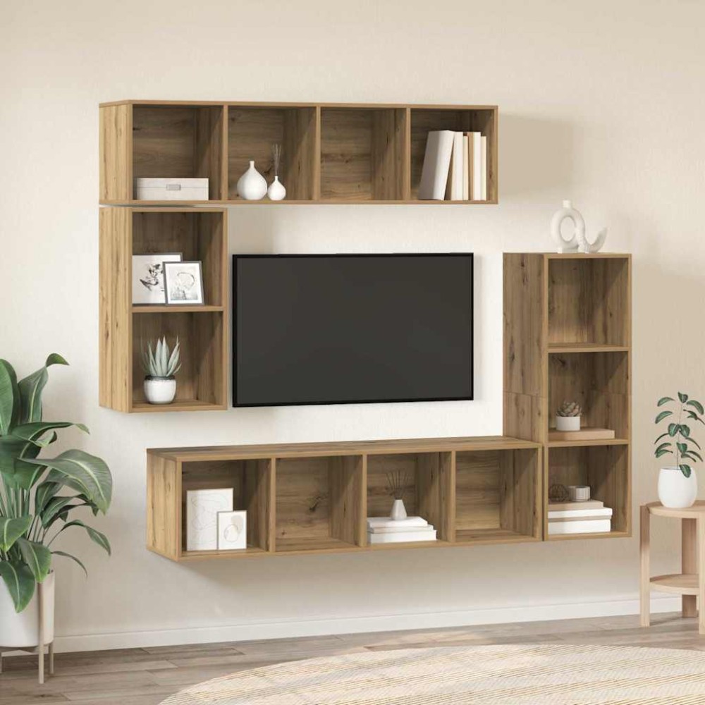 vidaXL Σετ επίπλου τηλεόρασης 4 τμχ. Artisan Oak Επεξεργασμένο Ξύλο