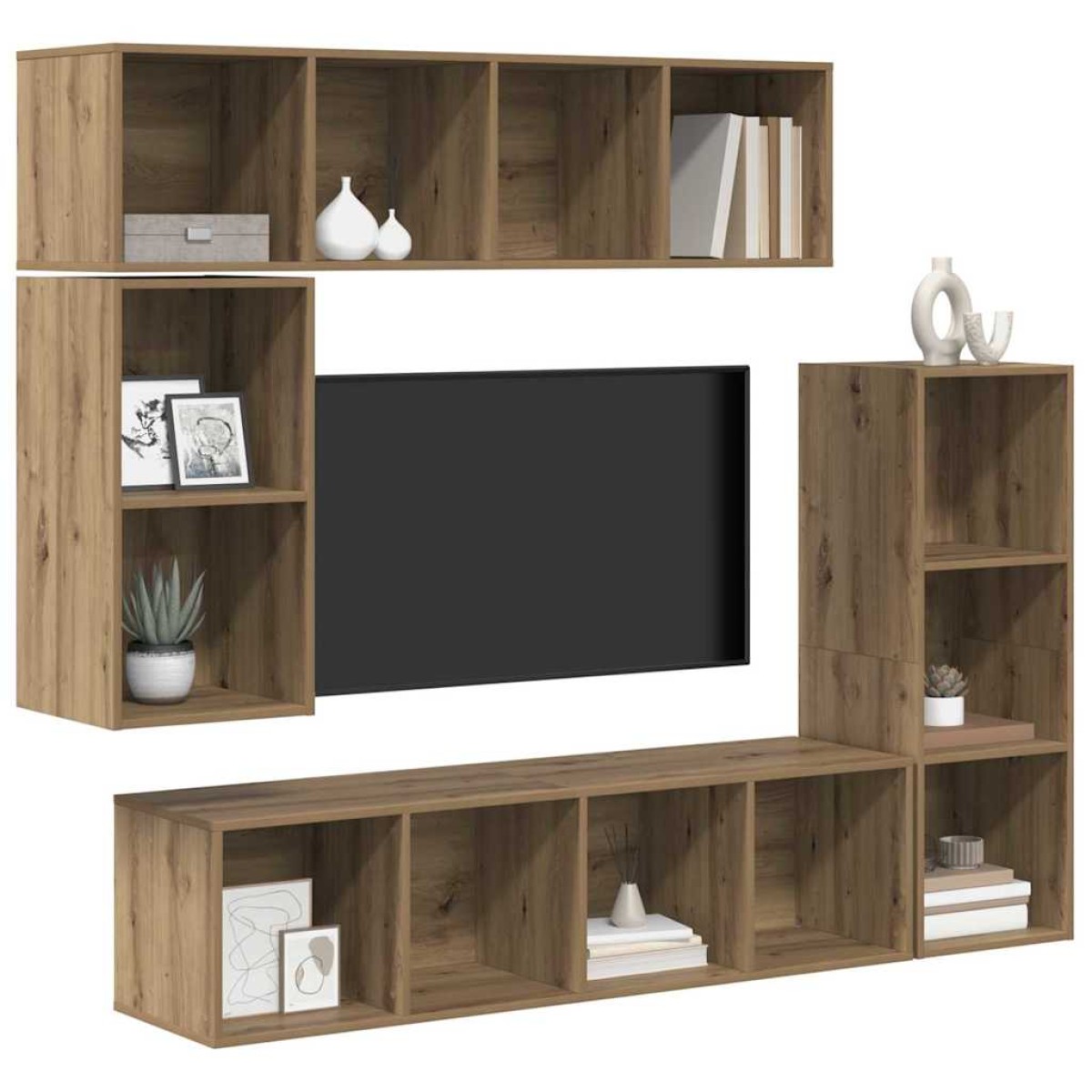 vidaXL Σετ επίπλου τηλεόρασης 4 τμχ. Artisan Oak Επεξεργασμένο Ξύλο