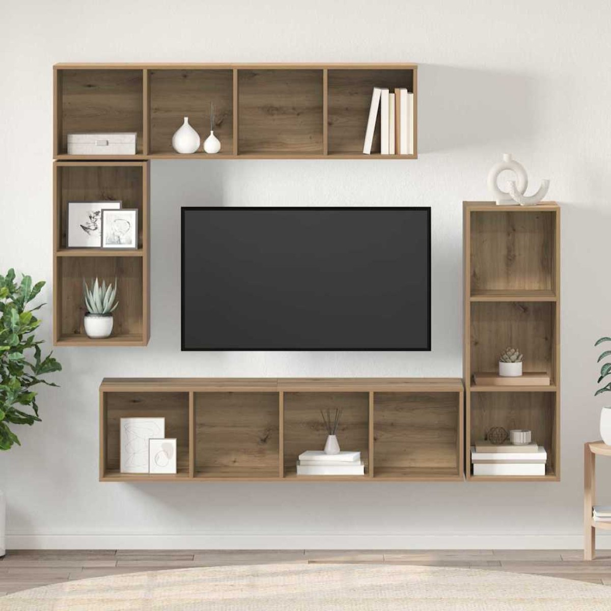 vidaXL Σετ επίπλου τηλεόρασης 4 τμχ. Artisan Oak Επεξεργασμένο Ξύλο
