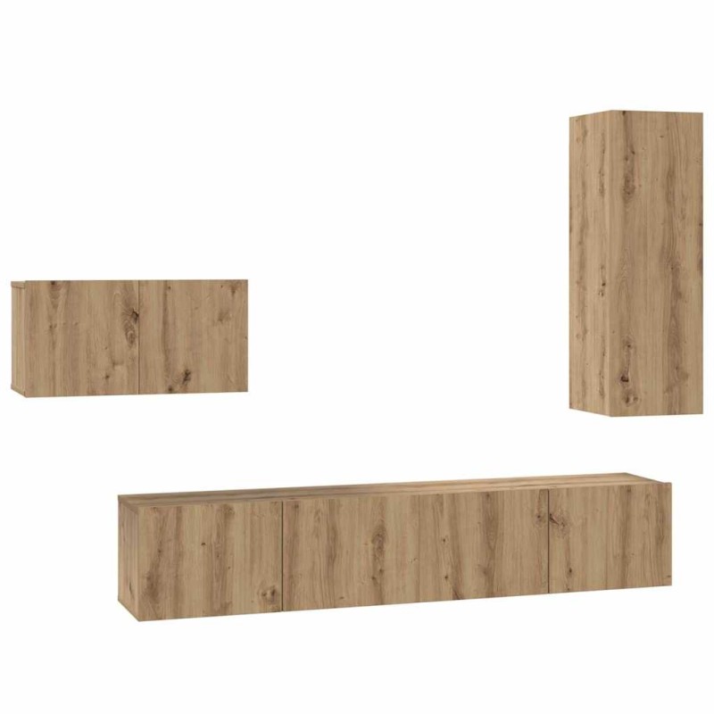 vidaXL Σετ επίπλου τηλεόρασης 4 τμχ. Artisan Oak Επεξεργασμένο Ξύλο