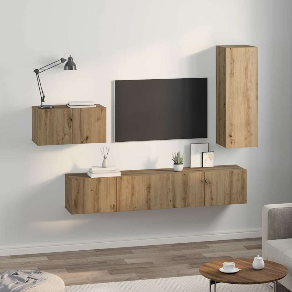 vidaXL Σετ επίπλου τηλεόρασης 4 τμχ. Artisan Oak Επεξεργασμένο Ξύλο