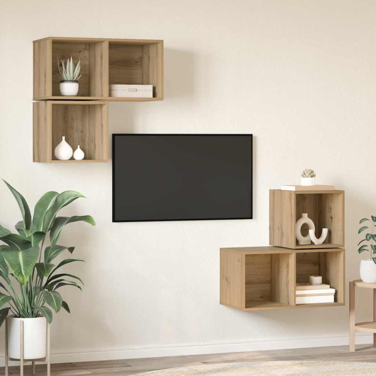 vidaXL Σετ επίπλου τηλεόρασης 4 τμχ. Artisan Oak Επεξεργασμένο Ξύλο