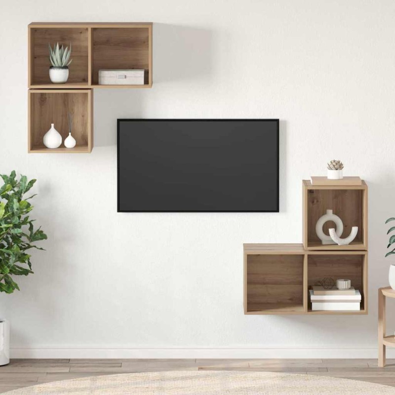 vidaXL Σετ επίπλου τηλεόρασης 4 τμχ. Artisan Oak Επεξεργασμένο Ξύλο