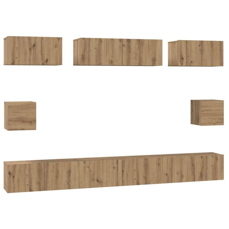 vidaXL Σετ επίπλου τηλεόρασης 8 τμχ. Artisan Oak Επεξεργασμένο Ξύλο