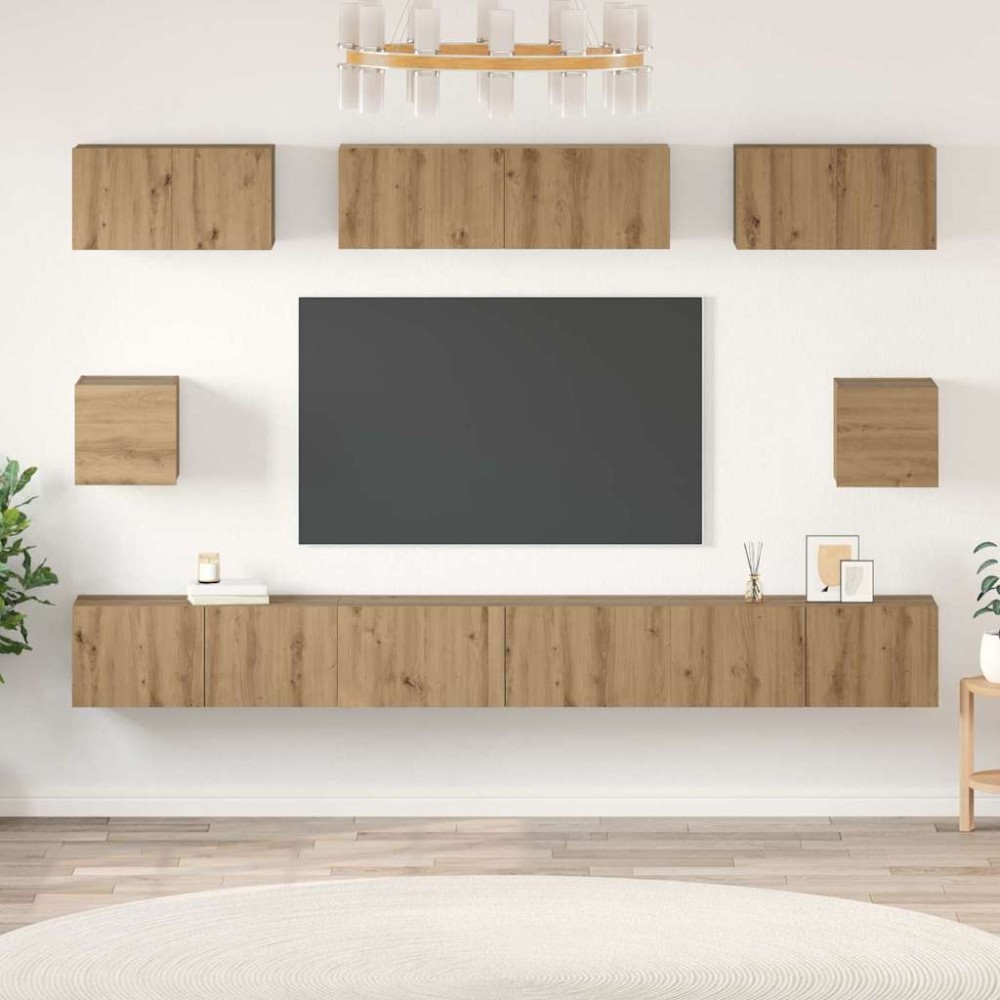 vidaXL Σετ επίπλου τηλεόρασης 8 τμχ. Artisan Oak Επεξεργασμένο Ξύλο