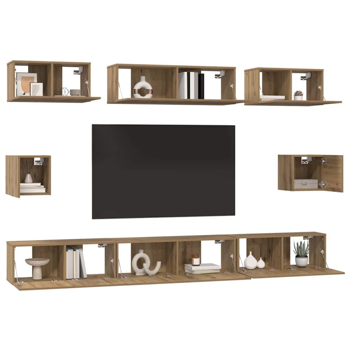 vidaXL Σετ επίπλου τηλεόρασης 8 τμχ. Artisan Oak Επεξεργασμένο Ξύλο