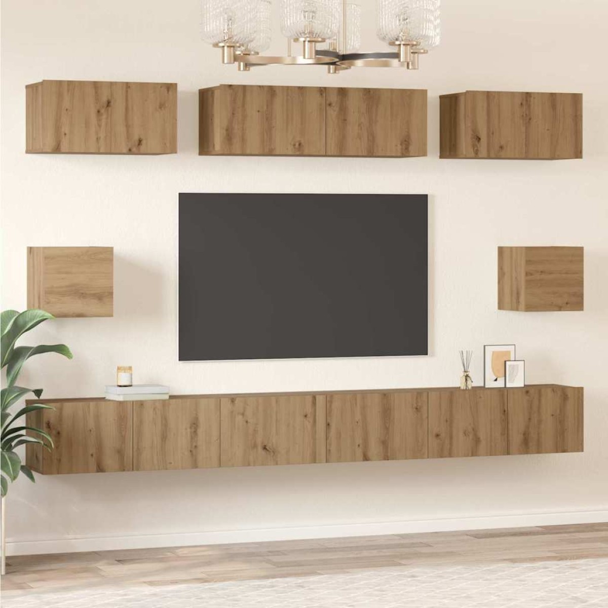 vidaXL Σετ επίπλου τηλεόρασης 8 τμχ. Artisan Oak Επεξεργασμένο Ξύλο