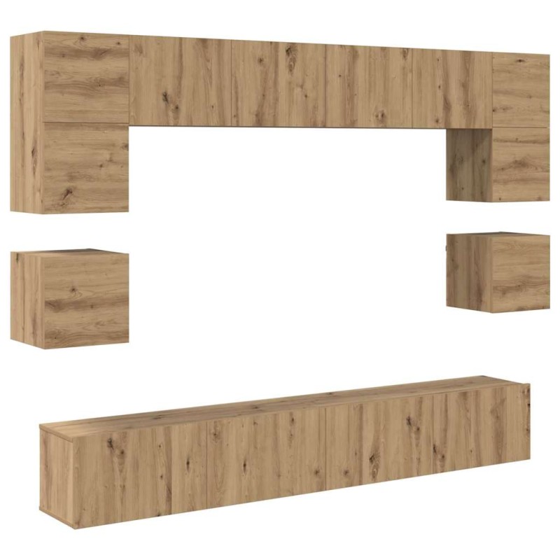 vidaXL Σετ επίπλου τηλεόρασης 8 τμχ. Artisan Oak Επεξεργασμένο Ξύλο