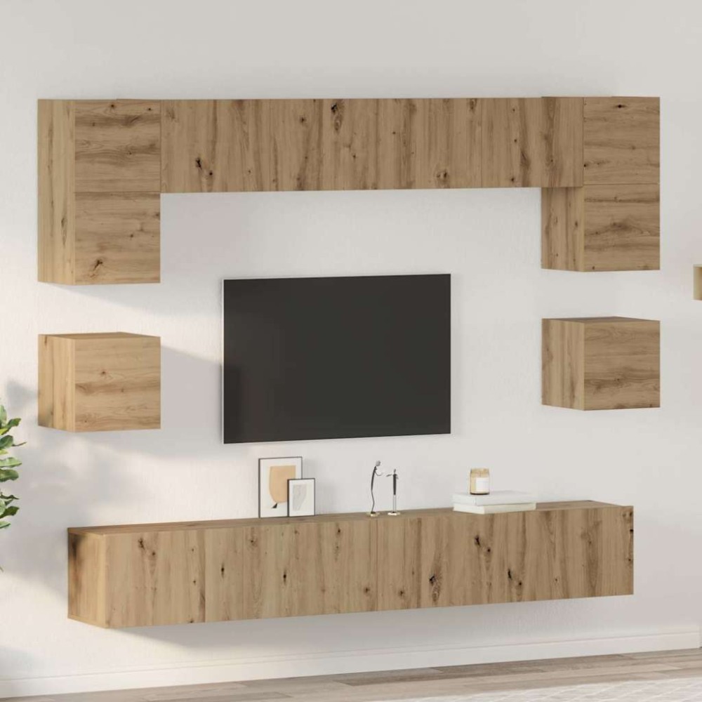 vidaXL Σετ επίπλου τηλεόρασης 8 τμχ. Artisan Oak Επεξεργασμένο Ξύλο