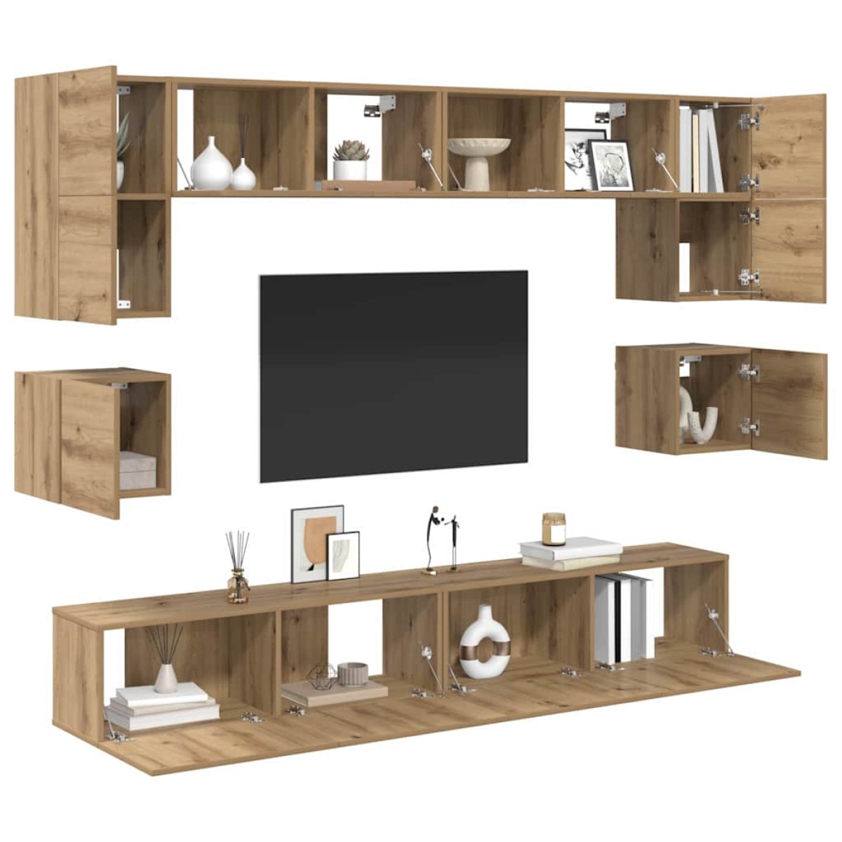 vidaXL Σετ επίπλου τηλεόρασης 8 τμχ. Artisan Oak Επεξεργασμένο Ξύλο