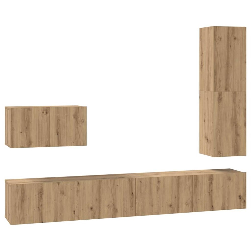 vidaXL Σετ επίπλου τηλεόρασης 4 τμχ. Artisan Oak Επεξεργασμένο Ξύλο
