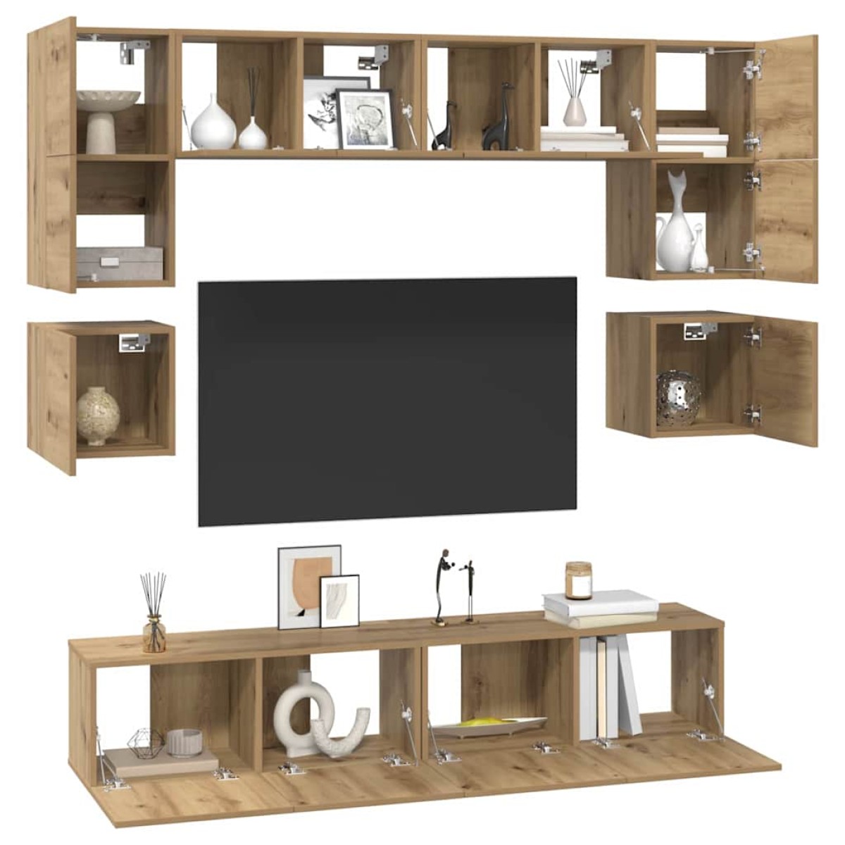 vidaXL Σετ επίπλου τηλεόρασης 8 τμχ. Artisan Oak Επεξεργασμένο Ξύλο