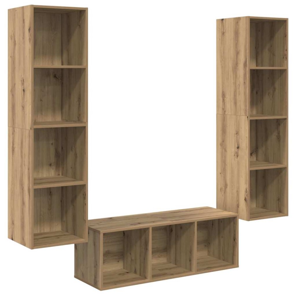 vidaXL Σετ επίπλου τηλεόρασης 3 τμχ. Artisan Oak Επεξεργασμένο Ξύλο