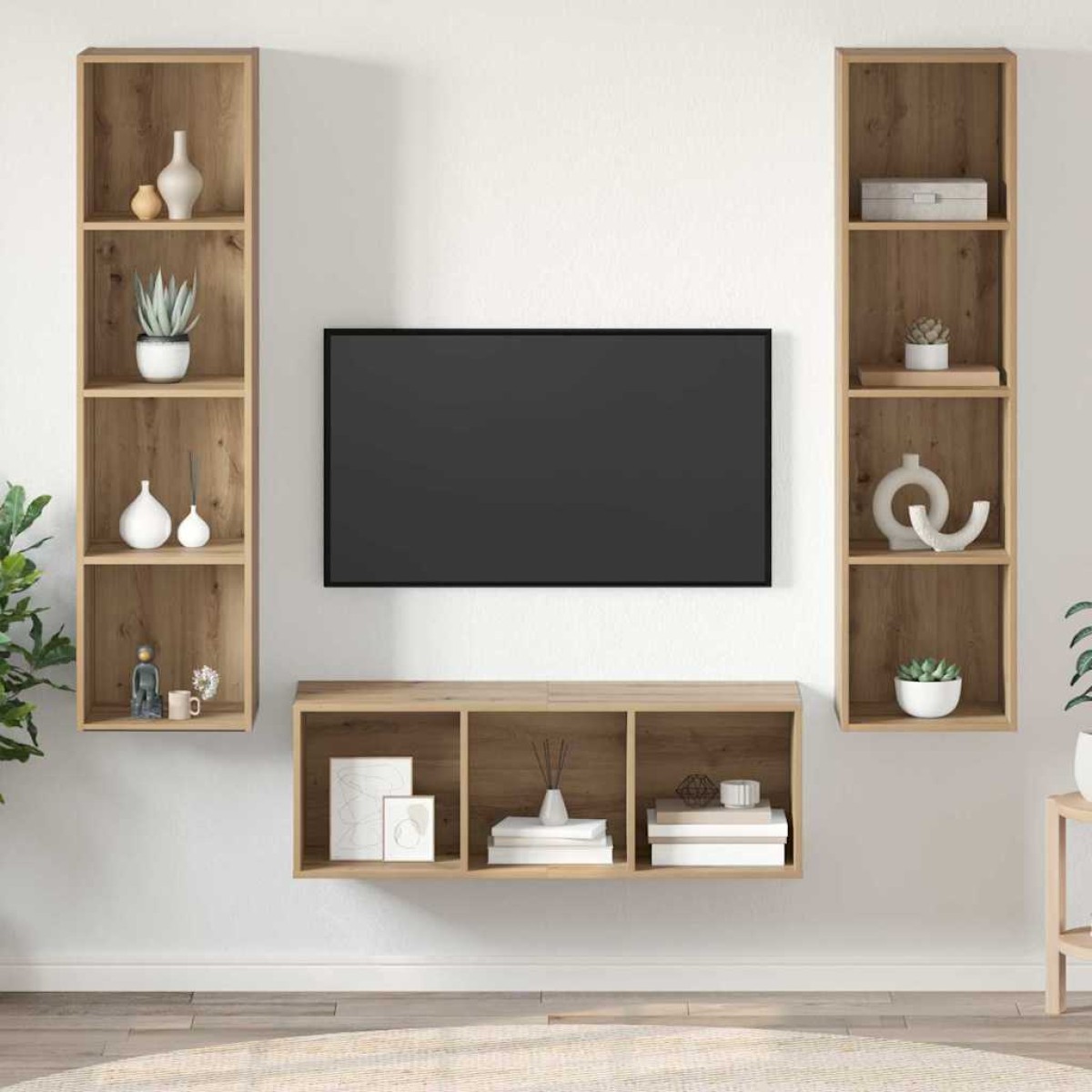 vidaXL Σετ επίπλου τηλεόρασης 3 τμχ. Artisan Oak Επεξεργασμένο Ξύλο