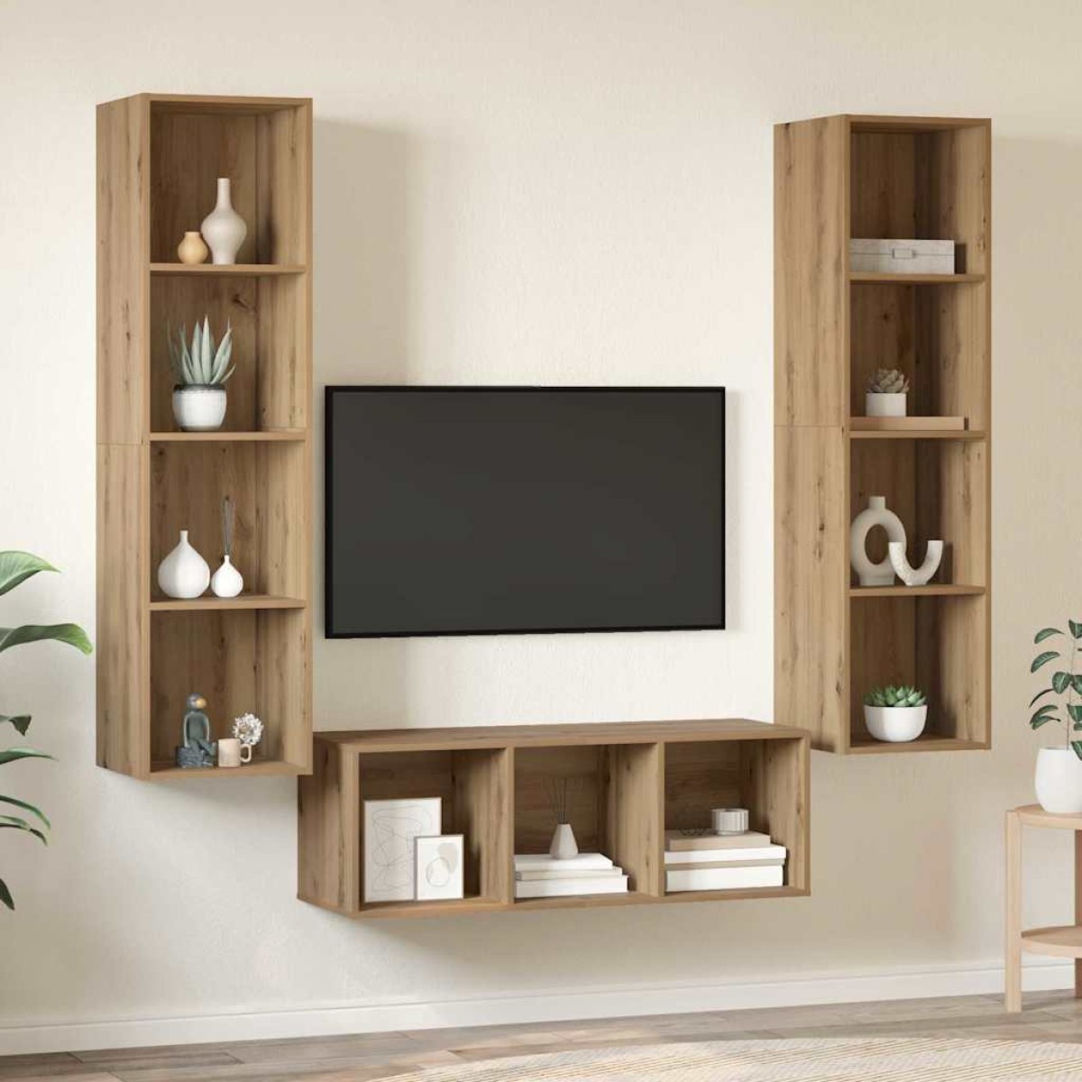 vidaXL Σετ επίπλου τηλεόρασης 3 τμχ. Artisan Oak Επεξεργασμένο Ξύλο