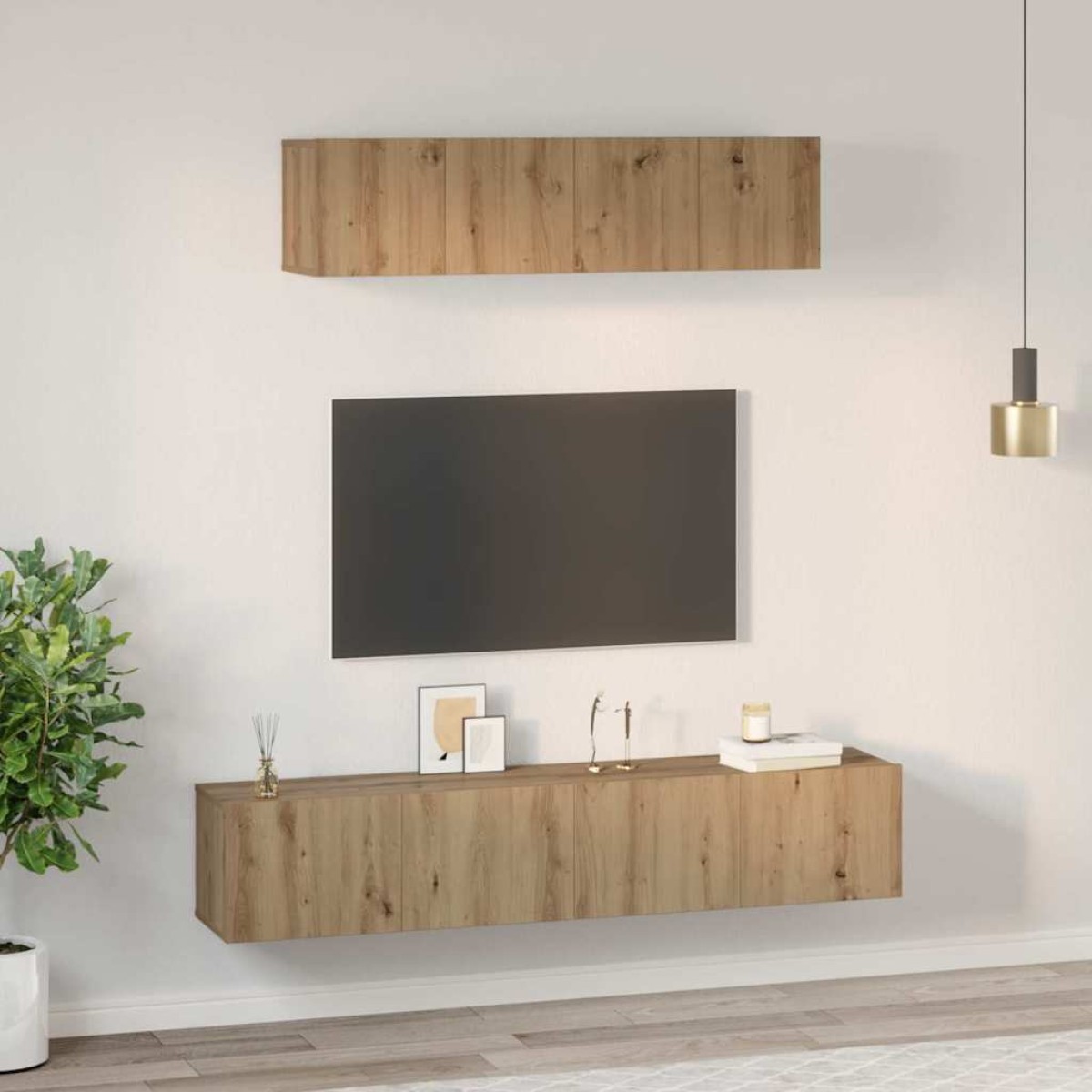 vidaXL Σετ επίπλου τηλεόρασης 4 τμχ. Artisan Oak Επεξεργασμένο Ξύλο