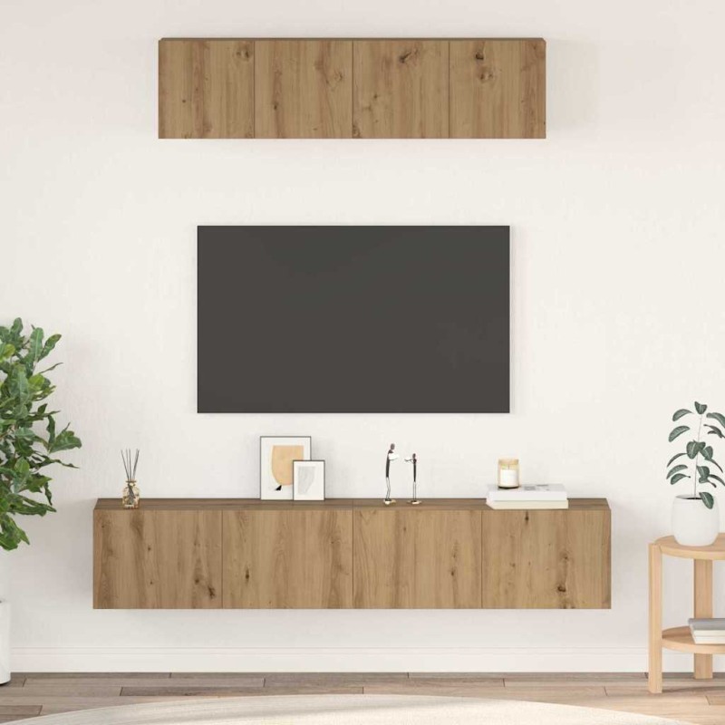 vidaXL Σετ επίπλου τηλεόρασης 4 τμχ. Artisan Oak Επεξεργασμένο Ξύλο