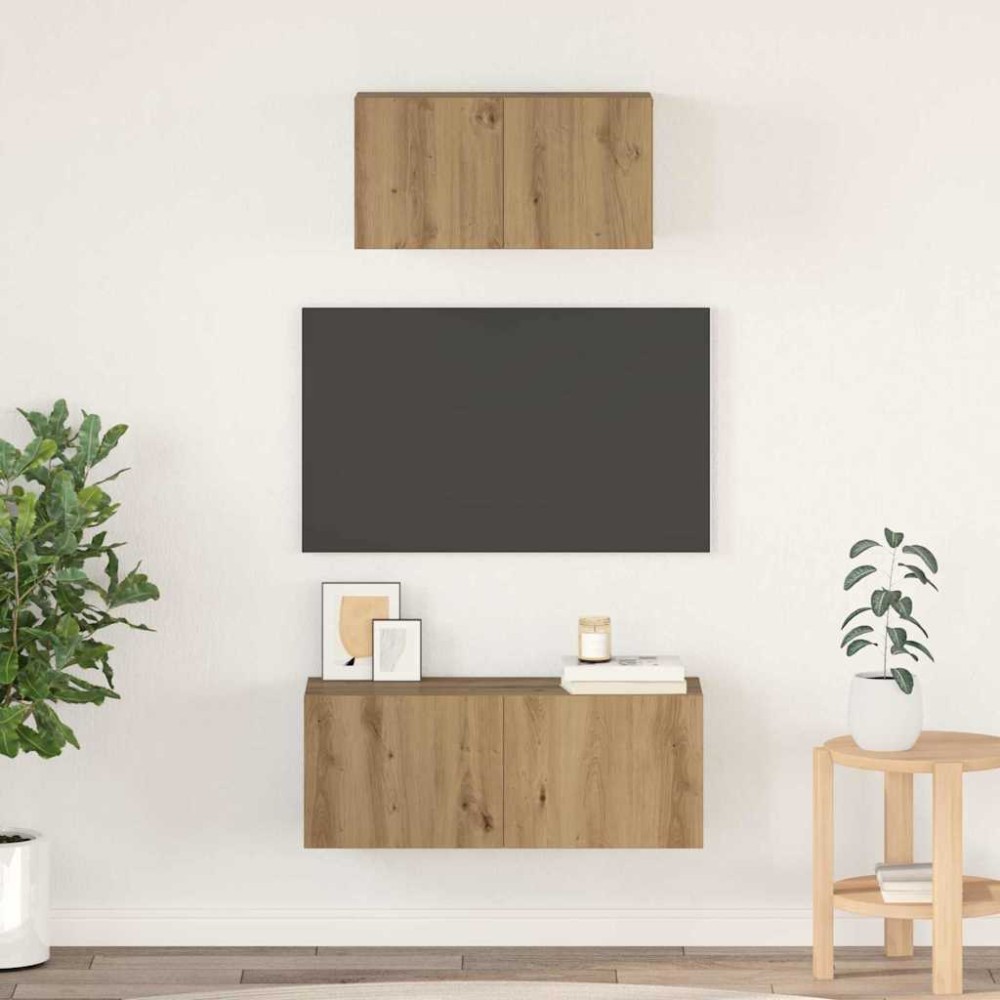 vidaXL Σετ επίπλου τηλεόρασης 2 τμχ. Artisan Oak Επεξεργασμένο Ξύλο