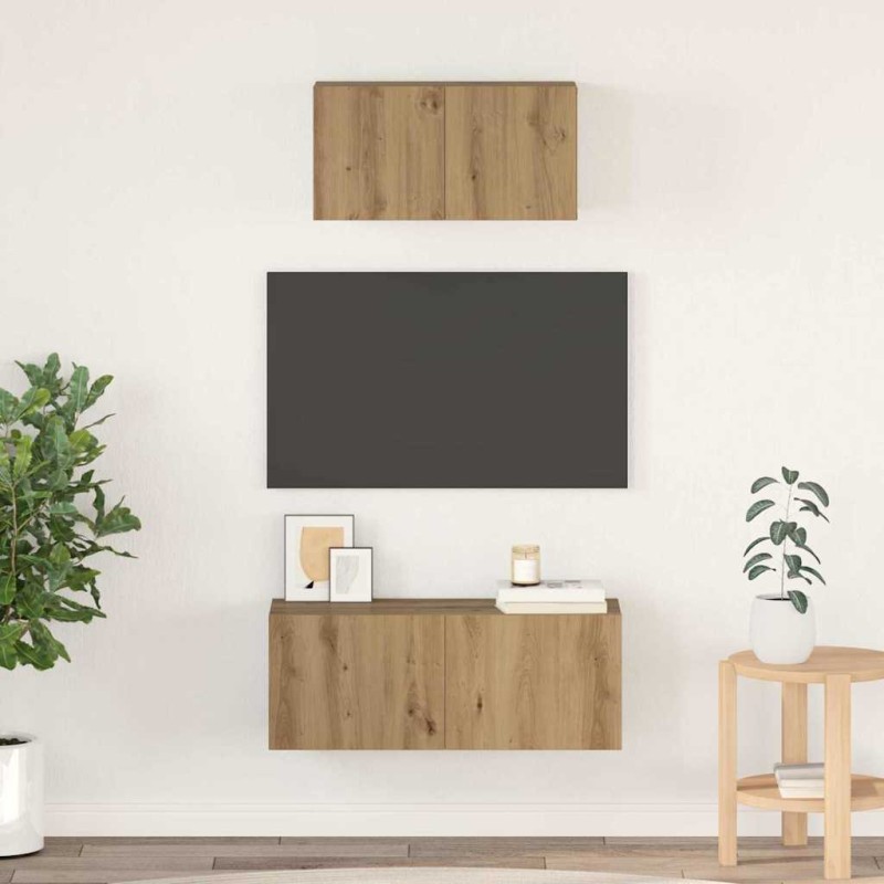 vidaXL Σετ επίπλου τηλεόρασης 2 τμχ. Artisan Oak Επεξεργασμένο Ξύλο