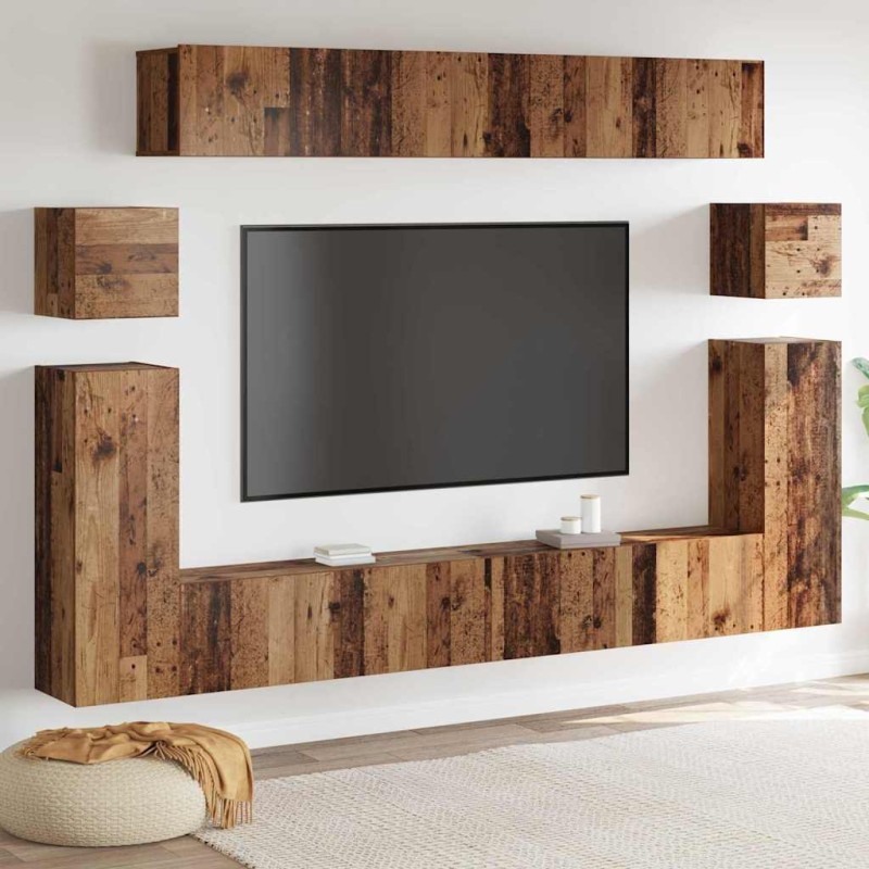 vidaXL Μονάδες TV Επιτοίχιο 4 pcs Παλιό Ξύλο Επεξεργασμένο ξύλο