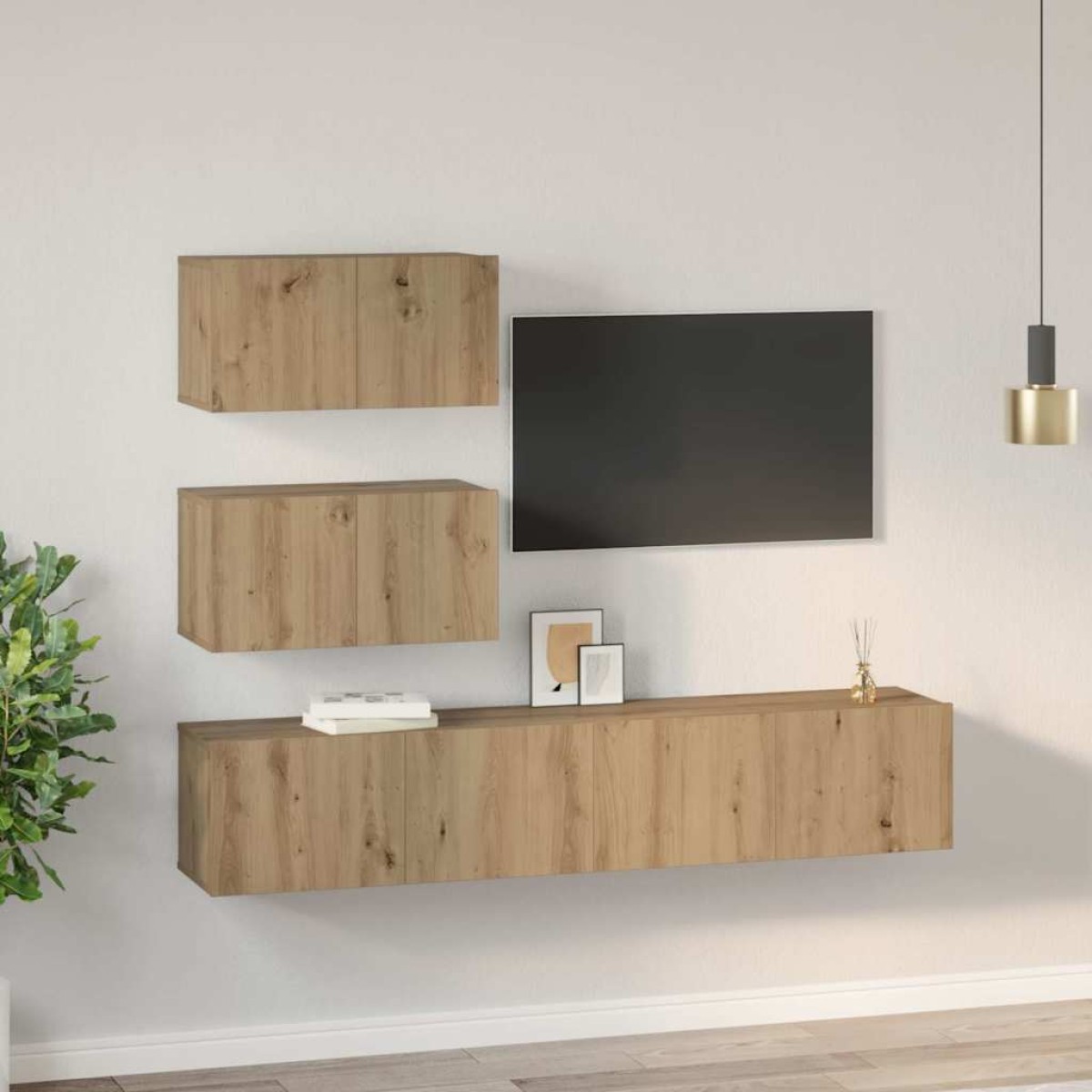 vidaXL Σετ επίπλου τηλεόρασης 4 τμχ. Artisan Δρυς Επεξεργασμένο Ξύλο