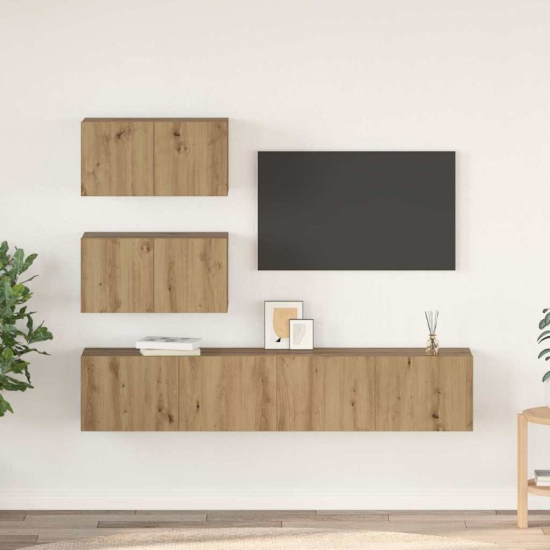 vidaXL Σετ επίπλου τηλεόρασης 4 τμχ. Artisan Δρυς Επεξεργασμένο Ξύλο