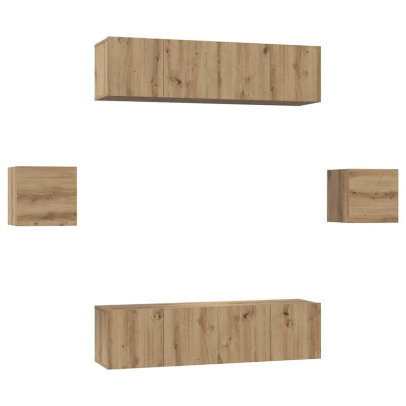 vidaXL Σετ επίπλου τηλεόρασης 6 τμχ. Artisan Oak Επεξεργασμένο Ξύλο