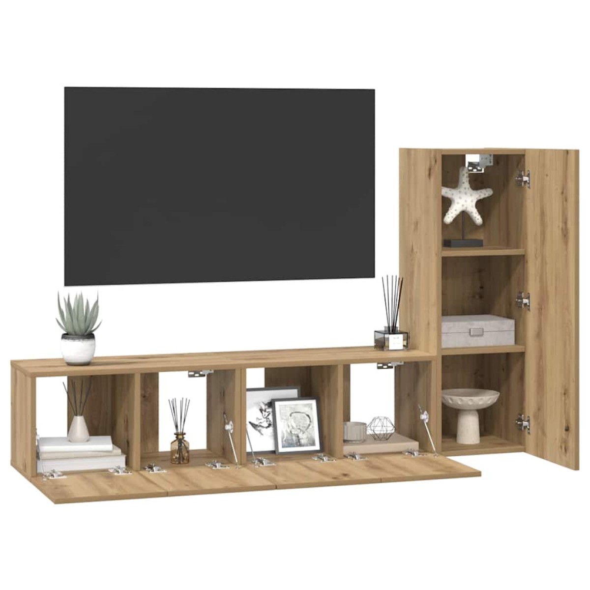 vidaXL Σετ επίπλου τηλεόρασης 3 τμχ. Artisan Oak Επεξεργασμένο Ξύλο