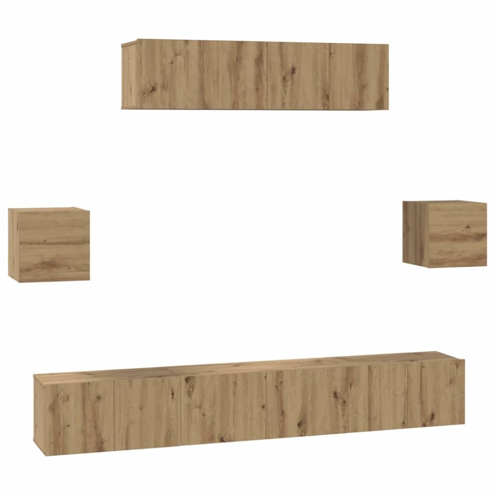 vidaXL Σετ επίπλου τηλεόρασης 7 τμχ. Artisan Oak Επεξεργασμένο Ξύλο