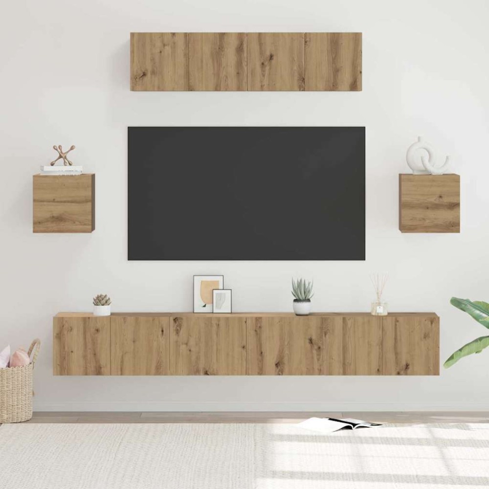 vidaXL Σετ επίπλου τηλεόρασης 7 τμχ. Artisan Oak Επεξεργασμένο Ξύλο