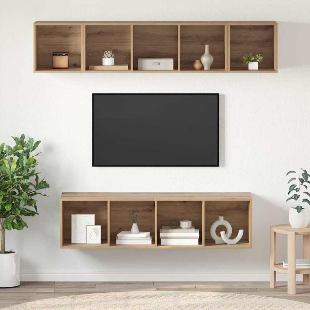vidaXL Σετ επίπλου τηλεόρασης 4 τμχ. Artisan Oak Επεξεργασμένο Ξύλο