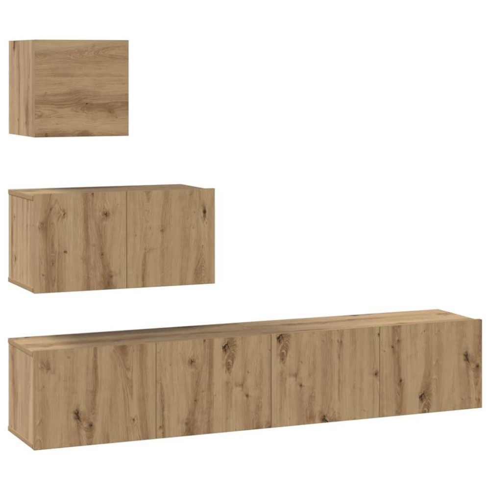 vidaXL Σετ επίπλου τηλεόρασης 4 τμχ. Artisan Oak Επεξεργασμένο Ξύλο