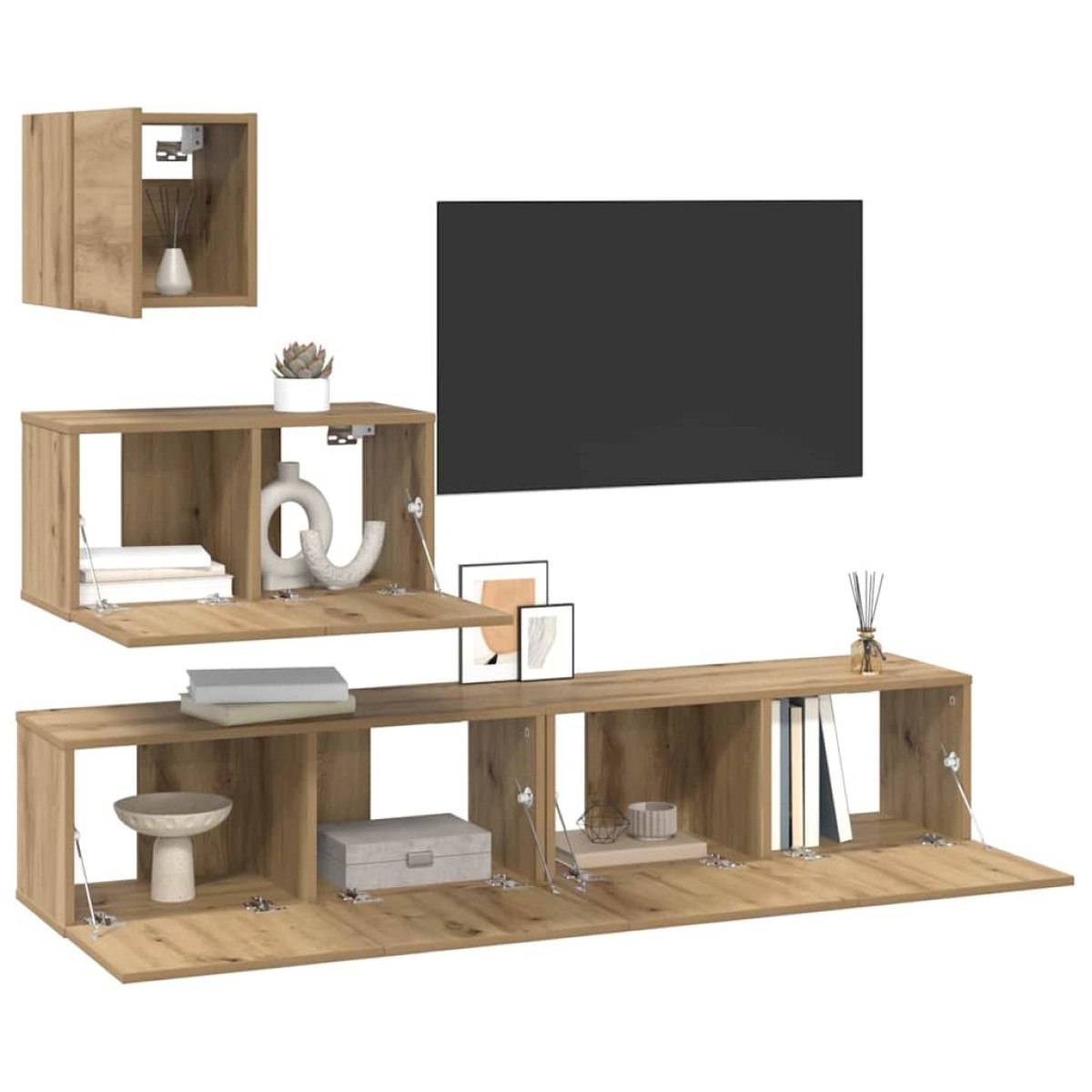 vidaXL Σετ επίπλου τηλεόρασης 4 τμχ. Artisan Oak Επεξεργασμένο Ξύλο