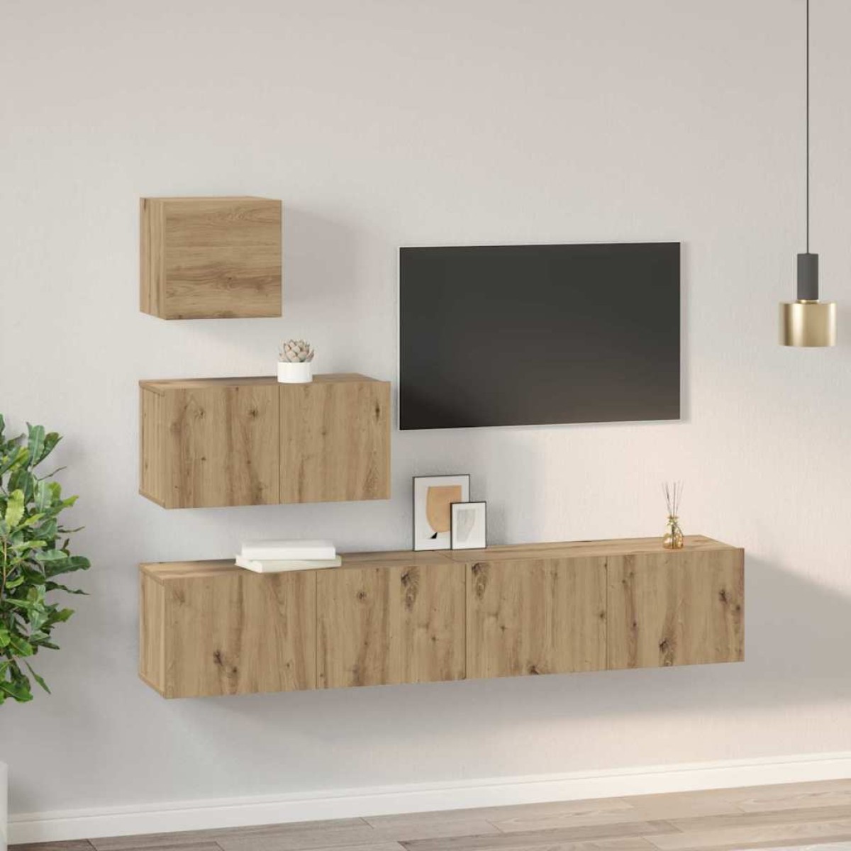 vidaXL Σετ επίπλου τηλεόρασης 4 τμχ. Artisan Oak Επεξεργασμένο Ξύλο